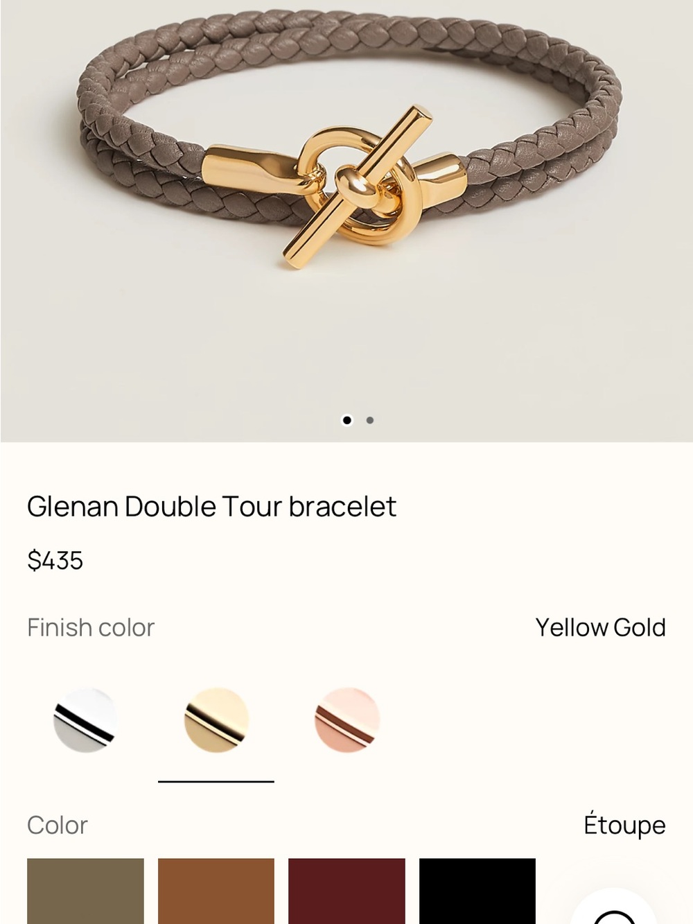 Hermes Double Wrap Leather Bracelet in Taupe with Gold Hardware - Picture 6 of 6